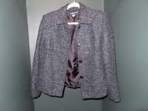 Sag Harbor‎ Women's Gray and Black Tweed Button Front Jacket Size 8